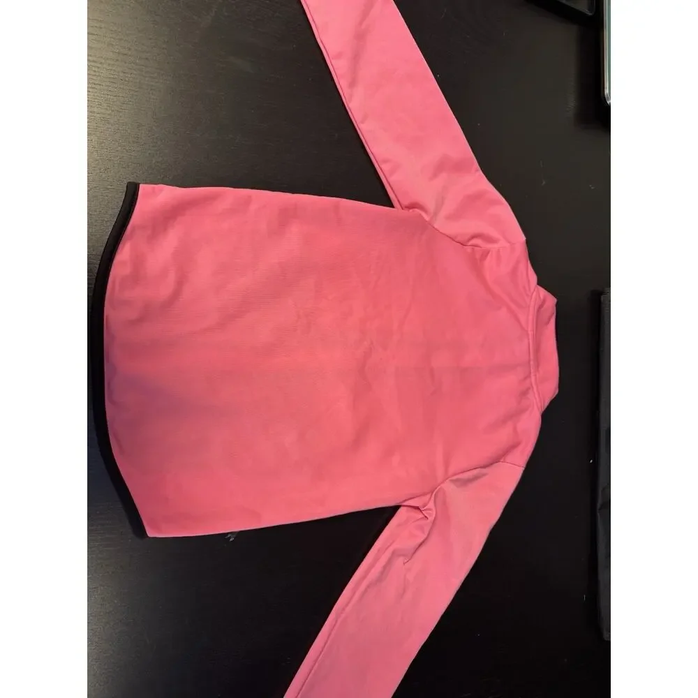 Under Armour Full Zip Sport Jacket Girls Size 5 Hot Pink Black Pockets Logo